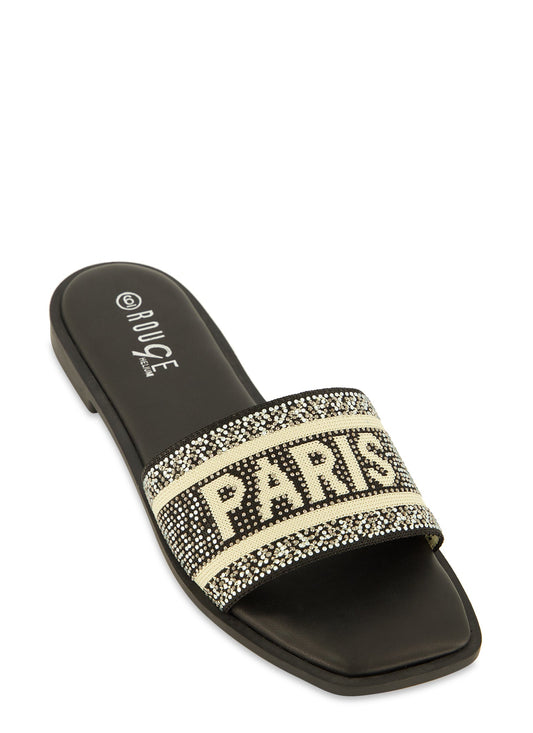 Rhinestone Paris Slide Sandals